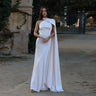 Elegante vestido largo ajustado de satén con cuello halter y bufanda para mujer, nuevo vestido maxi sexy sin espalda sin mangas, vestidos elegantes de fiesta de verano para mujer