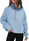 Womens Sweatshirts Half Zip Cropped Pullover Fleece Quarter Zipper Hoodies Fall outfits Clothes Thumb Hole - Lootquake