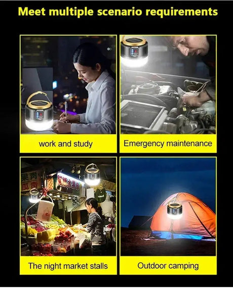 Powerful Solar LED Camping Lamp Waterproof Portable Lanterns Emergency Lights For BBQ Hiking USB Rechargeable Tent Lanterns - Lootquake