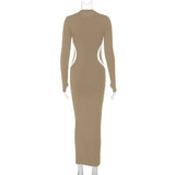 Hawthaw Women 2023 Autumn Winter Long Sleeve Party Club Streetwear Bodycon Black Long Dress Wholesale Items For Business - Lootquake