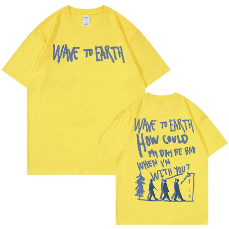 Vintage Wave To Earth Music Album Print T Shirt Men Women Casual Harajuku Fashion T-shirts Hip Hop Oversized T-shirt Streetwear - Lootquake