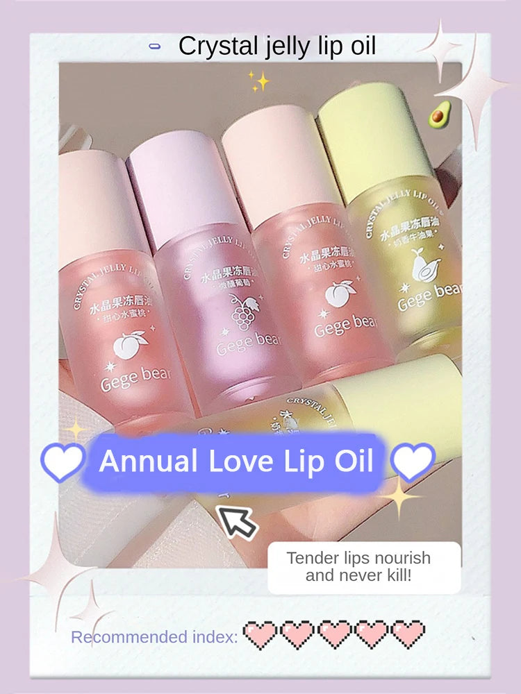 Fruity Crystal Jelly Lip Oil Hydrating Plumping Lip Coat for Lipstick Clear Lip Plumper Serum Tint Lips Care Makeup Cosmetic