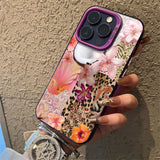 Leopard Print Star Flower Plating Matte Hard Phone Case