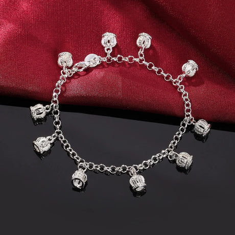 Fashion charm 925 Sterling Silver Bracelet for man woman Twisted rope chain fine jewelry Wedding party Christmas gift - Lootquake