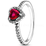 New Colored Crystal 925 Sterling Silver Ring Exquisite Women Shiny Heart Series Simple Ring Valentine's Day Gift for Lovers - Lootquake