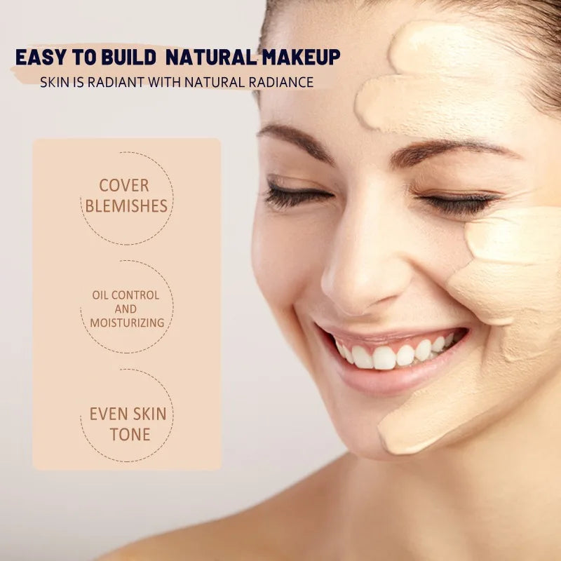 Crema de base CC, hidratante natural, resistente al agua, iluminadora, corrector, cobertura, control de grasa y manchas, maquillaje duradero.