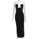 Women's Evening Dress Design Strapless Hollow Out Backless High Waist Side Slit Bodycon Sexy Women Party Club Long Dress - Lootquake