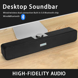 Bluetooth Soundbar Speaker 3W*2 Dual Bass 360° Stereo Wired & Wireless USB Powered HiFi Audio for PC TV