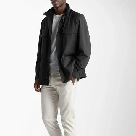 Men's new jacket spring and autumn design solid color zipper large pocket stand collar men's casual windbreaker jacket - Lootquake