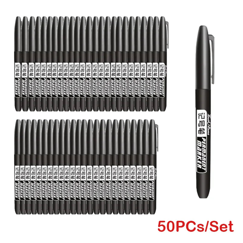 6PCs/Set Permanent Marker Pen Fine Point Waterproof Markers Thin Nib Crude Nib Black Blue Red Ink 1.5mm Fine Color Marker Pens