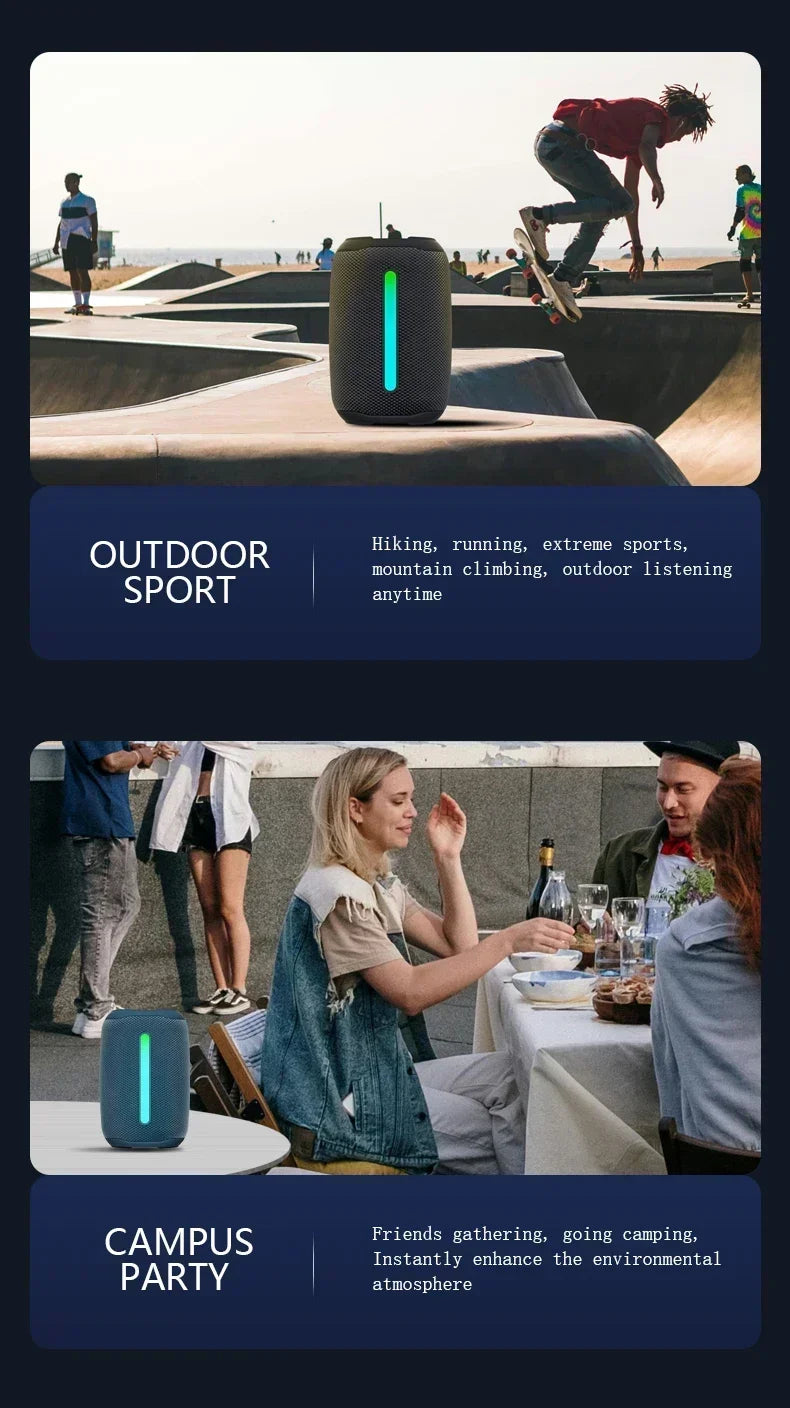 Super Powerful Wireless 5.3 Bluetooth Speaker RGB Light Caixa De Som Enhanced Bass IPX6 Waterproof Subwoofer 3D Stereo Sound Box