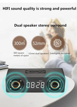 Altavoz Bluetooth de madera, portátil, inalámbrico, subwoofer, reloj, caja de sonido, ordenador de casa, barra de sonido de pared, estéreo HiFi, TF, AUX, disco U