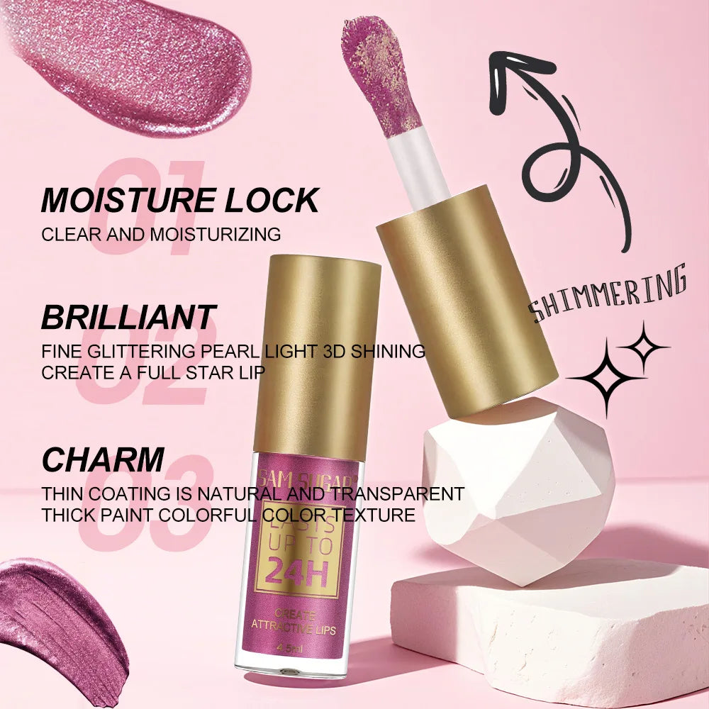 6 Colors Chameleon Lip Gloss Long Lasting Waterproof Non Stick Cup Sweat Proof Pearl Shine Lipstick For Women  makeup Cosmetics