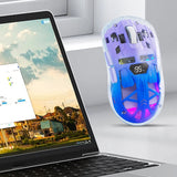 Transparent Mice 2.4GHz+BT5.0 Wireless Gaming Mouse Digital Display Multi Device Connection 5 Level DPI for Laptop/Phone/PC/