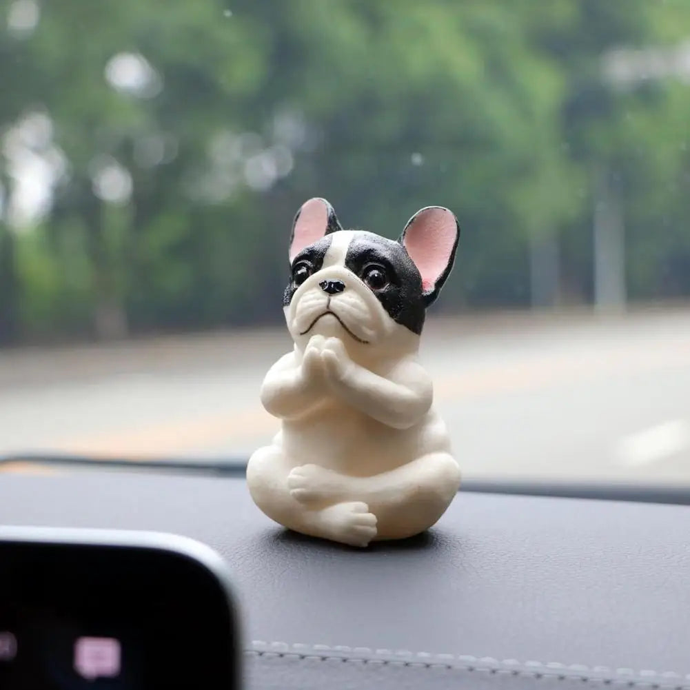 Sitting Figurine Meditation Dog Sculpture Sitting Pug Puppy Yoga Meditation Dog Ornaments Sculptures for Indoor Outdoor Garden