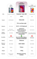Tablette Lenovo Tab K10 M11 TB330FU 6/8+128 Go Zhaoyang K10 MediaTek Helio G88 ROM globale compatible OTA écran 10,95 pouces GPS Wi-Fi