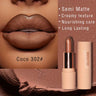 Rouge à lèvres mat soyeux Bare Matte Longue tenue Fini imperméable et brillant, Facile à colorer