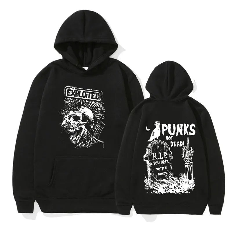 Rock Band The Exploited Not Dead Pullover Hoodie Men's Fashion Hip Hop Sweatshirts Unisex Punk Retro Oversized Hoodies Streetwea - Lootquake
