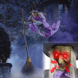 Halloween Flying Witch Decor Hovering Flying Witch Decorations with Scary Sound Halloween Props Horror Themed Scary Props