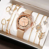 Women's Fashion Quartz Watch Luxury Khaki Leather Band Analog WristWatch Ladies Watch Women Dress Bracelet Set Reloj Mujer Clock - Lootquake