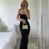 Dulzura Women 2025 Summer Party Club Evening Streetwear Bodycon Beach Basic Black Long Dress Wholesale Items For Business D22775
