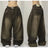 2023 New American Harajuku retro skull print straight high waist Y2K women's washed grey jeans Streetwear Gothic wide trousers - Lootquake
