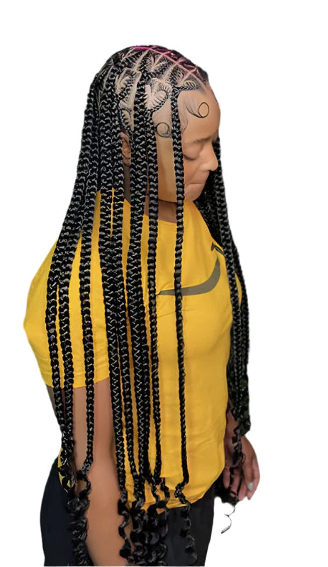 36" Heart Box Braids Lace Wig | Full Lace Cornrow Braids | Synthetic Braided Wig for Black Women | Clearance