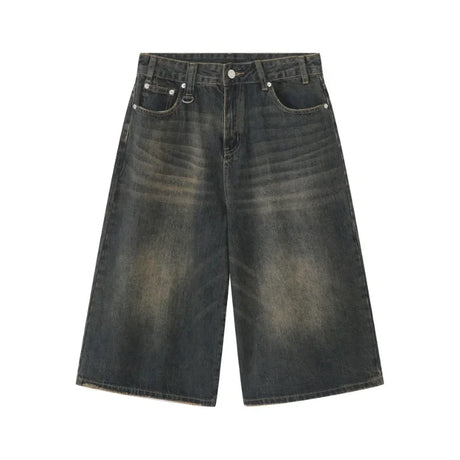 Women's Retro Wide Leg Baggy Casual Denim Shorts Harajuku Aesthetic High Waist Loose Shorts 2024 Summer Fashion Punk Shorts - Lootquake