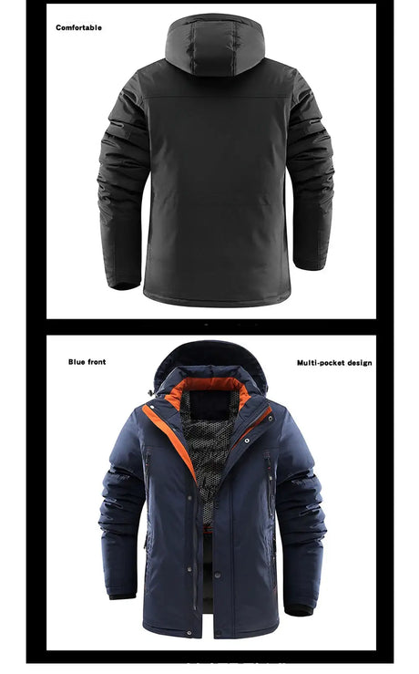 Winter Men Long Snow Hooded Parkas Man Mountain Ski Thermal Coats Men -30 Degree Thicken Windbreaker Down Padded Jacket Clothing - Lootquake