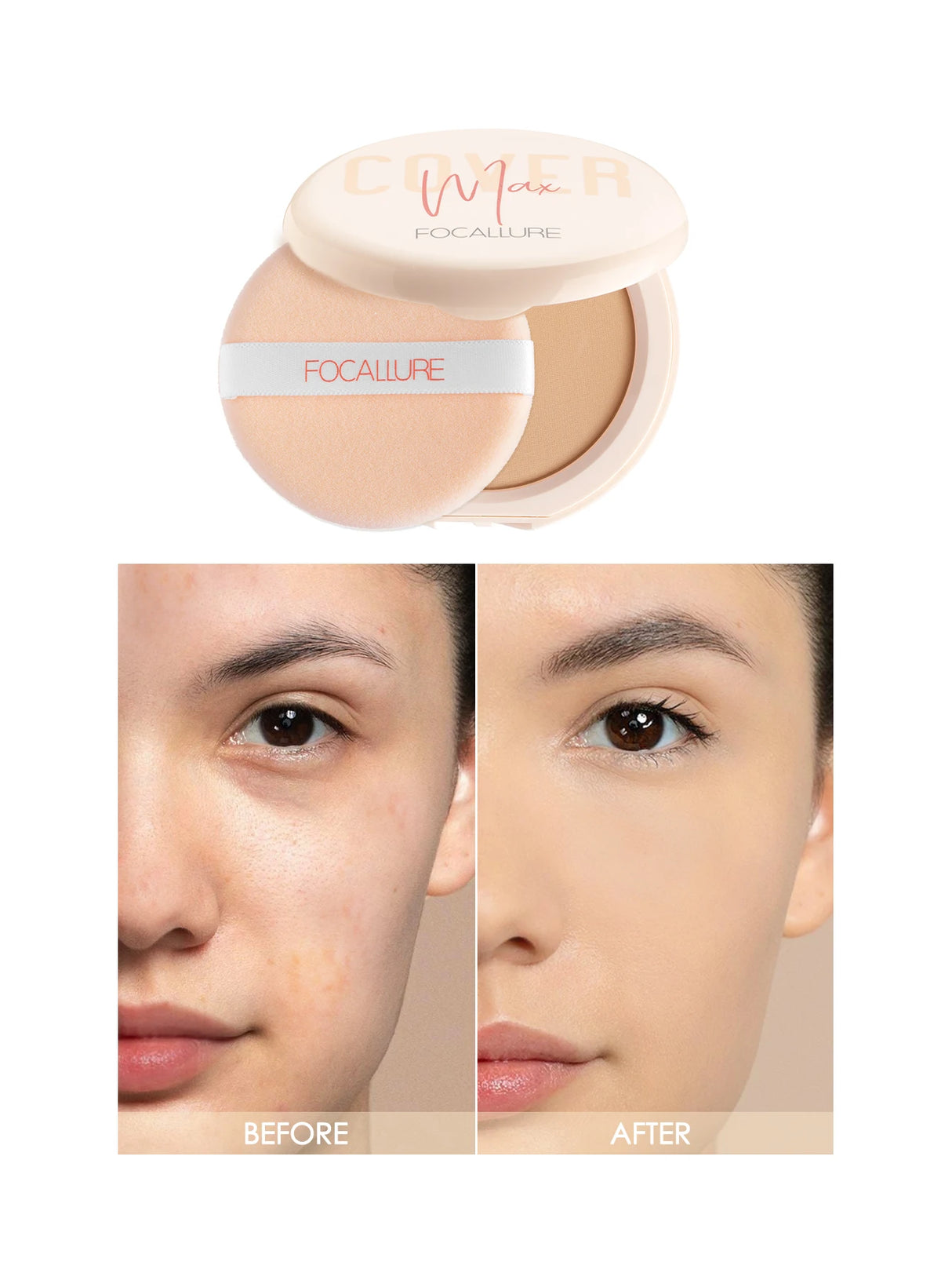 FOCALLURE Wholesale Full Coverage Face Powder Long Lasting Oil control Concealer Foundation For Face Make up Natural Cosmetic