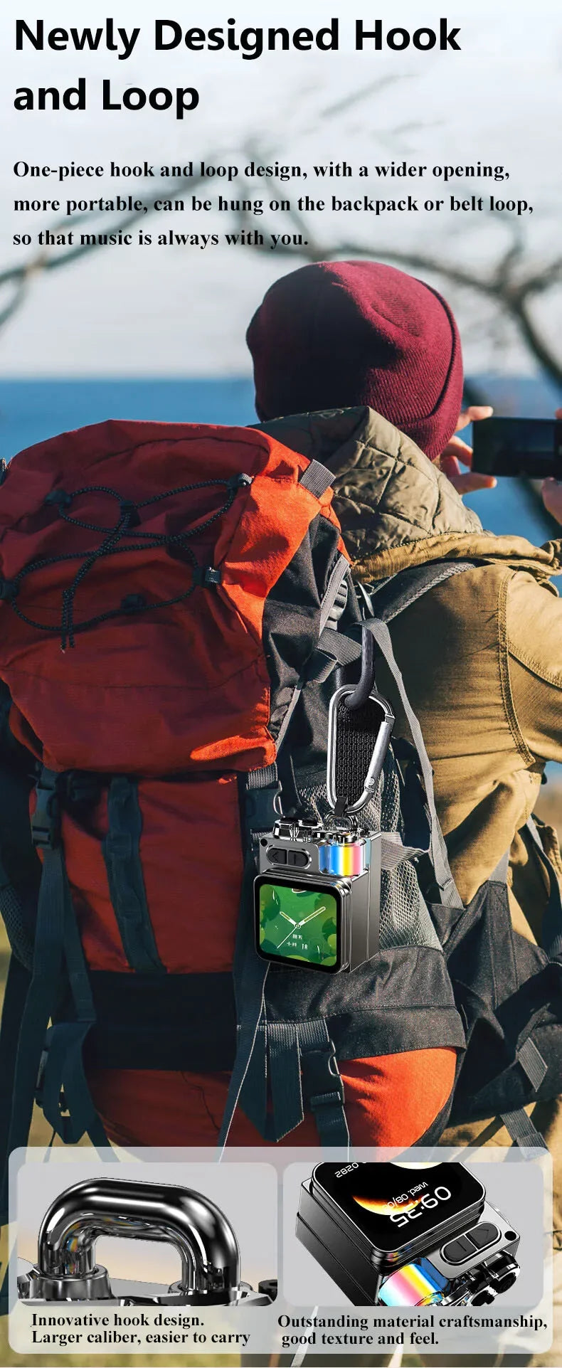 Mini haut-parleur Bluetooth intelligent à écran tactile, lecteur audio portable, appel mains libres sans fil, boîte à musique MP3, prise en charge de la lecture TF, contrôle par application