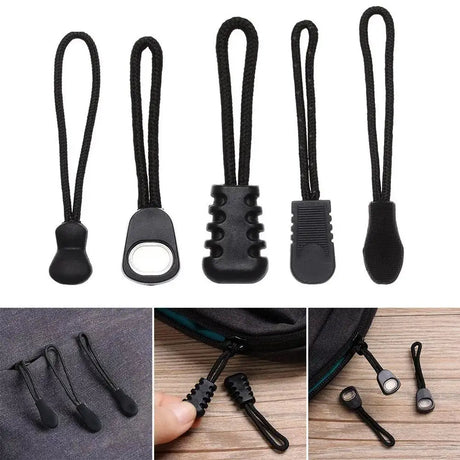 10Pcs Zipper Puller End Fit Rope Tag Fixer Zip Cord Tab Replacement Clip for Broken Buckle Travel Bag Suitcase Tent Backpack - Lootquake