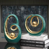 Abstract Ceramic Sculpture Golden Art Statue Modern Home Decor Accessories Living Room Desk Office Supplies Crafts Gifts