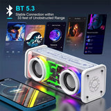 Altavoces duales Bluetooth 5.0 inalámbricos RGB1800mAh Altavoces mecánicos transparentes Efecto de luz Altavoz Subwoofer de graves Mini altavoz