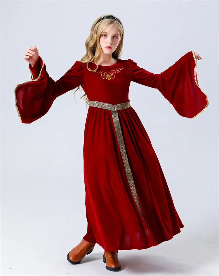 Halloween costume retro palace ball trumpet sleeves cosplay children's performance clothes European medieval costume complete