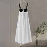 Sexy Backless Beach Dress Women 2024 Holiday Sleeveless Loose Slip  Long Dress Street Fashion Panelled Bandage Summer Lady Robe - Lootquake