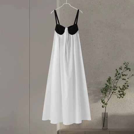 Sexy Backless Beach Dress Women 2024 Holiday Sleeveless Loose Slip  Long Dress Street Fashion Panelled Bandage Summer Lady Robe - Lootquake