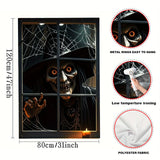 Halloween decoration, 1 piece, polyester material window banner with terrifying and fantastical patterns, evil witch theme