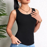 European and American Yards Ladies Suspender Vest Sleeveless Top Solid Color Sexy Thread Bottoming Thin Vest Four Seasons Essent - Lootquake
