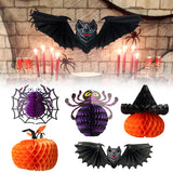 Halloween 3D Paper Pendant Decorations Pumpkin Bat Spider Haloween Wall Decor Halloween Party Bar Haunted House Wall Hanging