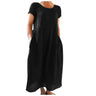 Spring Summer Woman Long Dress Office Lady Fshion Casual Loose Solid O-neck Short Sleeve Dresses For Women 2024 Female Robe - Lootquake