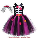 Scary Skeleton Halloween Costumes for Girls Kids Zombie Bride Fancy Dress Party Tutu Outfit Toddlers Children Cosplay Ball Gown