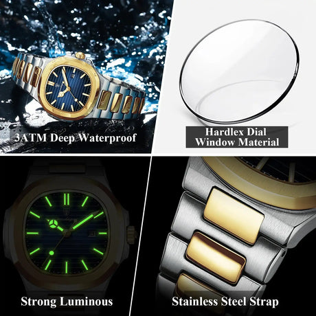 POEDAGAR Luxury Square Watch for Woman Waterproof Luminous Date Ladies Watch Stainless Steel Quartz Women's Watches Female Reloj - Lootquake