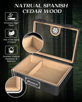 Cigar Humidor,Full Glass Top Cigar Box with Humidifier and Hygrometer,Crushproof Case,Cedar Wood Lining Storage for 20-25 Cigars