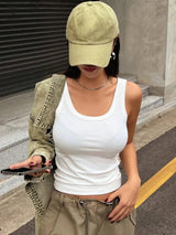 Camisole Tank Soft Cotton Top Women Summer Outfits Tight And Sexy Tank Top Knitted Bottom Shirt And Sleeveless Top For Outerwear - Lootquake