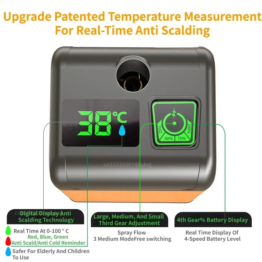 Ducha eléctrica portátil para acampar al aire libre, bomba de ducha IPX7 resistente al agua con pantalla digital para acampar, viajar, playa, dormitorio.