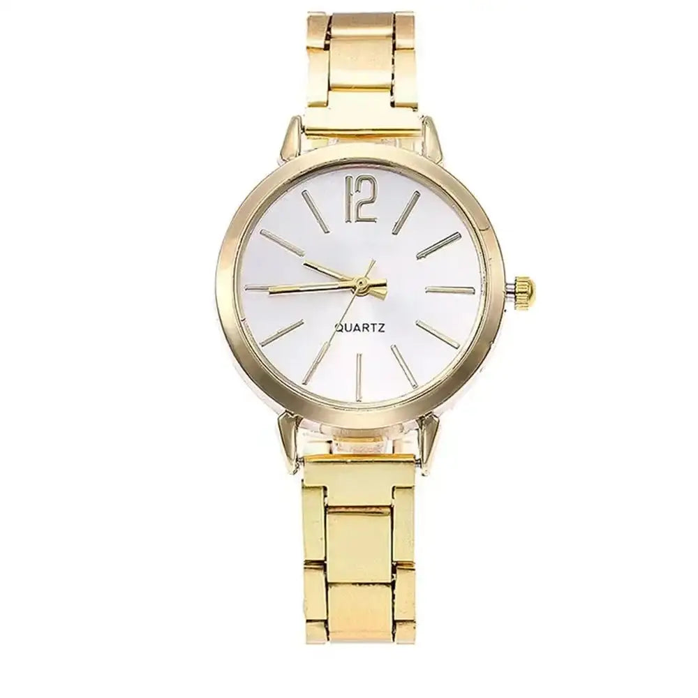 2pcs Set Watch Luxury Women Simple Dial Hollow Strap Fashion Gold Bracelet Quartz Wristwatch Student Ladies Watches Reloj Mujer - Lootquake