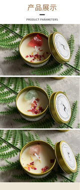 Aromatherapy Candles Crystal Stones Dried Flowers Household Candles Iron Cans Indoor Fragrance Candles Wedding Gifts