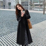 Gabardina holgada de estilo urbano, largo midi, moda coreana, elegante, color caqui y negro, cortavientos informal para mujer, tops cruzados
