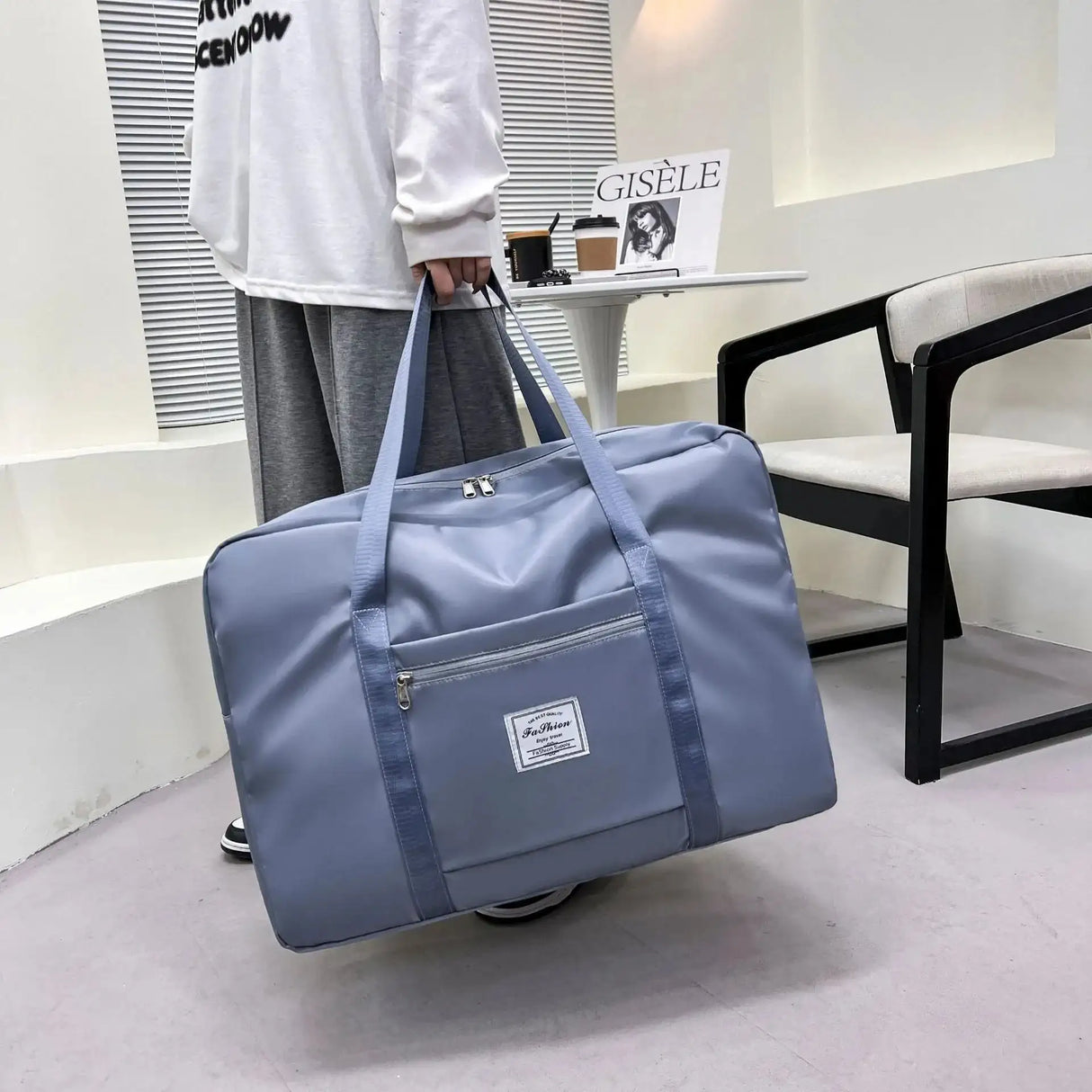 1pc Pink/Blue/Grey Travel Large Capacity Storage Bag Zipper Portable Sports Bag Versatile Gym Handbag Small, Medium, and Large - Lootquake